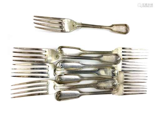 A COMPOSITE SET OF EIGHT SILVER DESSERT FORKS