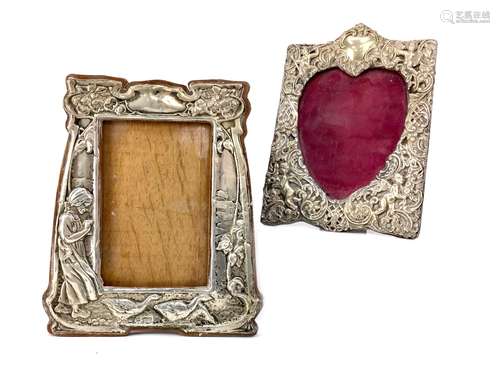 AN ART NOUVEAU SILVER PHOTOGRAPH FRAME AND ANOTHER