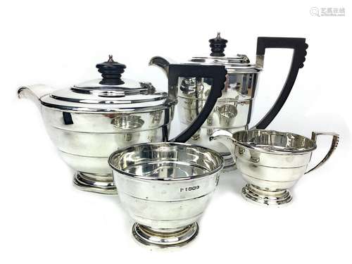 A SILVER FOUR PIECE TEA SERVICE