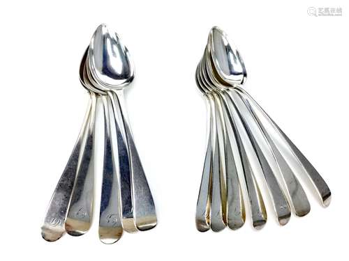 A COMPOSITE SET OF TWELVE SILVER DESSERT SPOONS