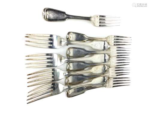 A COMPOSITE SET OF TEN SILVER DESSERT FORKS