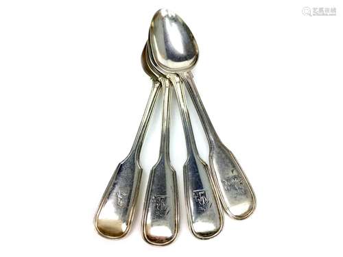 A COMPOSITE SET OF FOUR SILVER DESSERT SPOONS