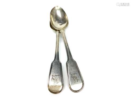 A PAIR OF GEORGE III SILVER TABLE SPOONS