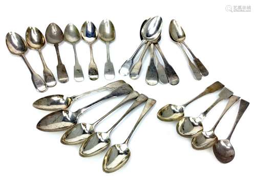 A COMPOSITE SET OF TWENTY SEVEN SILVER DESSERT SPOONS