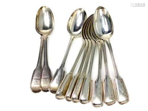 A COMPOSITE SET OF TEN SILVER DESSERT SPOONS