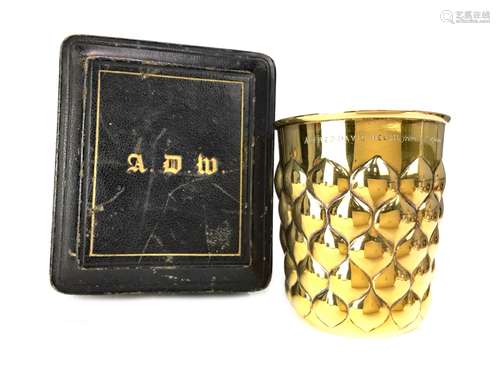 A VICTORIAN SILVER GILT CHRISTENING BEAKER