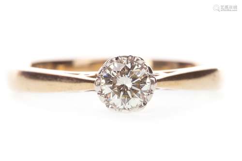 DIAMOND SOLITAIRE RING, the round brilliant cut diamond of approximately 0.33 carats, in nine