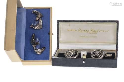 PAIR OF FISH CUFFLINKS, one with Links of London makers mark to the reverse, in a Links of London