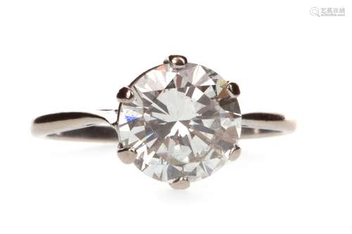 DIAMOND SOLITAIRE RING, the round brilliant cut diamond of approximately 2.96 carats, marked 18ct to