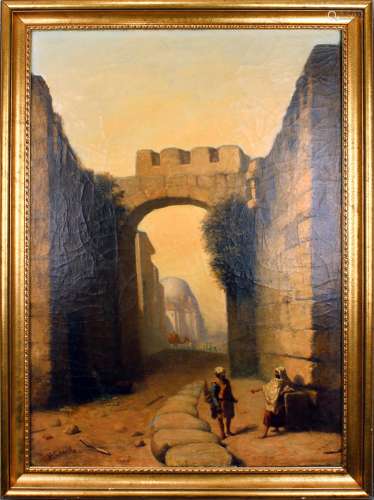 意大利画家 L.G.Capello (ITALIAN, 19th C) 布面油画 耶路撒冷街道