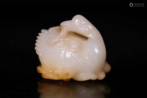 A Chinese Carved Hetian Jade Goose Ornament