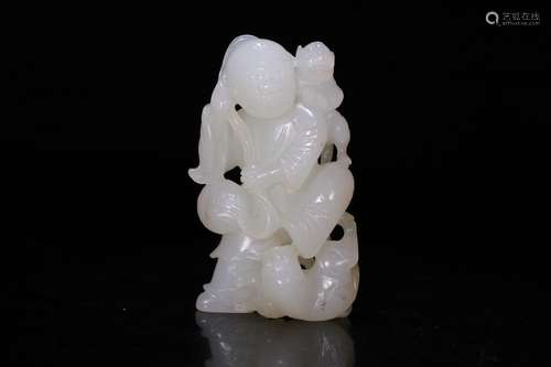 A Chinese Carved Hetian Jade Boy Ornament