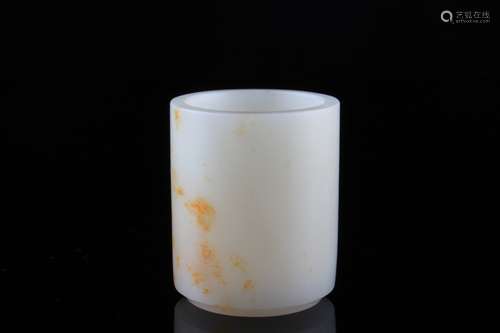 A Chinese Hetian Jade Brush Pot