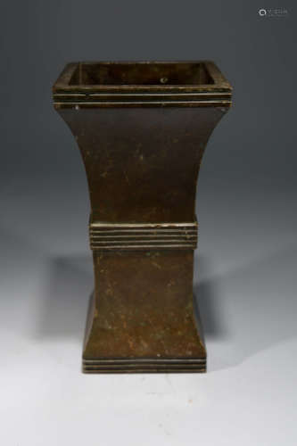 A Chinese Square Copper Flower Vase