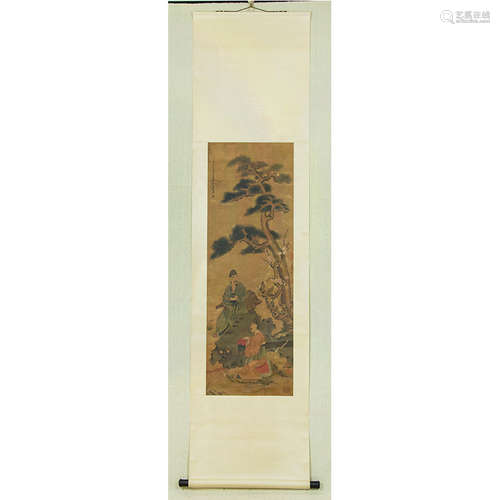 A Chinese Painting Silk Scroll, Chen Hongshou Mark