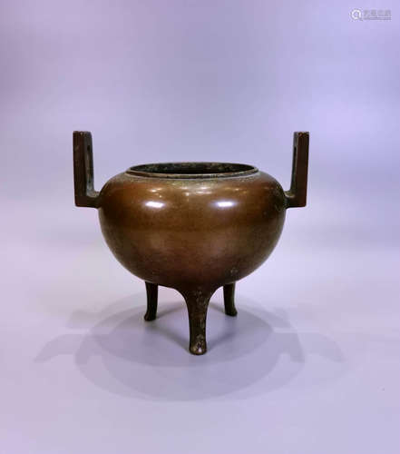 A Chinese Copper Three-legged Censer