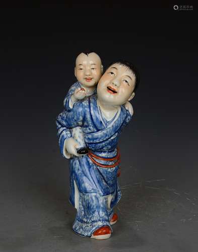 A Chinese Blue and White Porcelain Immortal Statue