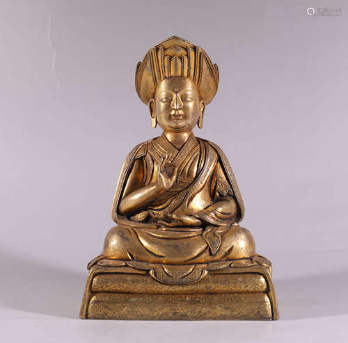 A Chinese Gild Copper Guru Buddha Statue