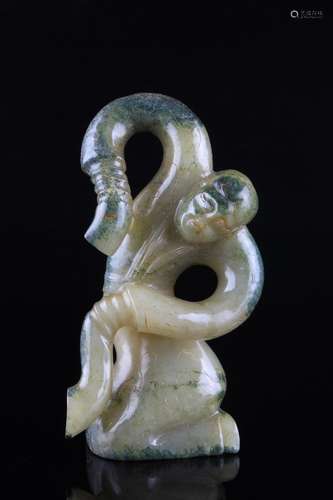 A Chinese Carved Hetian Jade Figure Ornament