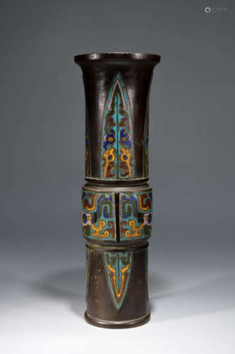 A Chinese Copper Cloisonne Flower Vase