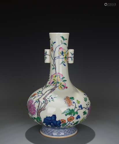 A Chinese Doucai Floral Porcelain Zun