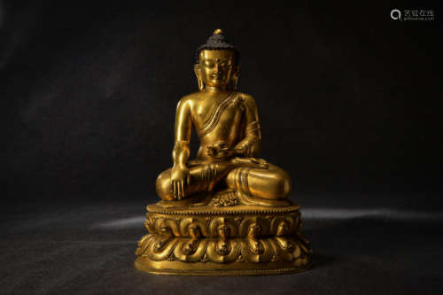 A Chinese Gild Copper Medicine Buddha Statue