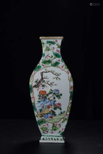 A Pair of Chinese Famille Rose Flower&Bird Pattern Porcelain Vessel