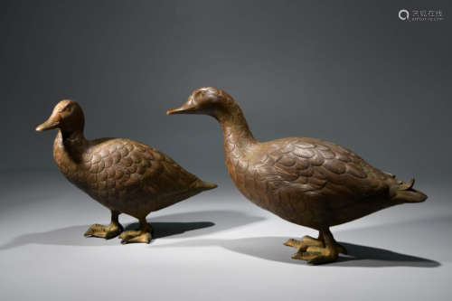 A Pair of Chinese Copper Ducks Ornament