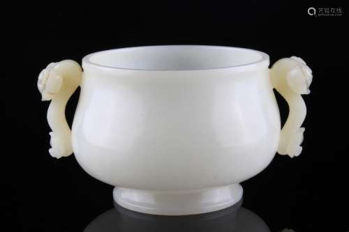 A Chinese Carved Hetian Jade Censer