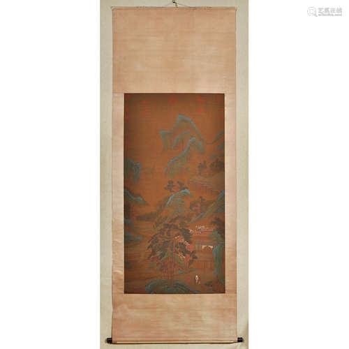 A Chinese Painting Silk Scroll, Qian Weicheng Mark