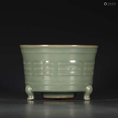 A Chinese Longquan Kiln Porcelain Three-legged Censer