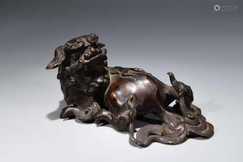 A Chinese Copper Lion Shaped Paper Weight