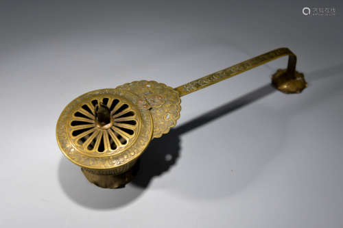 A Chinese Gild Copper Floral Censer