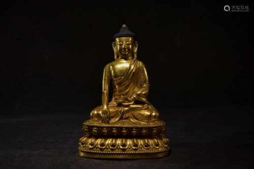 A Chinese Gild Copper Sakyamuni Statue