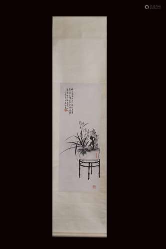 A Chinese Flower Painting Scroll