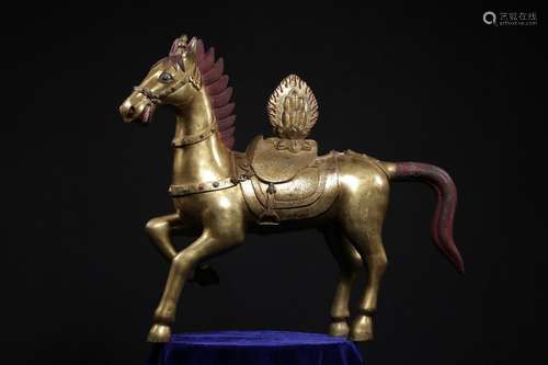 A Chinese Gild Copper Horse Ornament