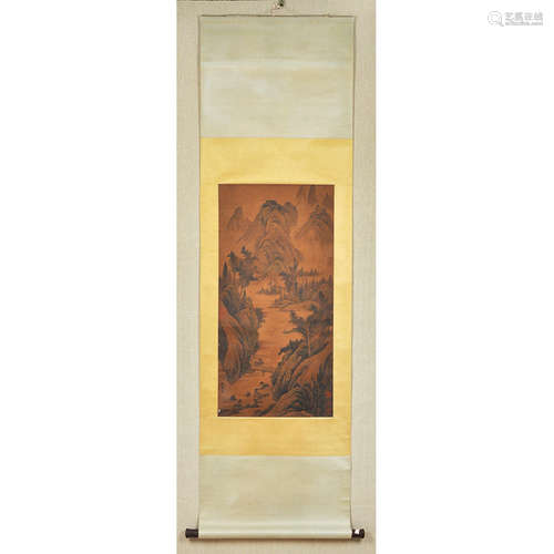 A Chinese Painting Silk Scroll, Li Cheng Mark