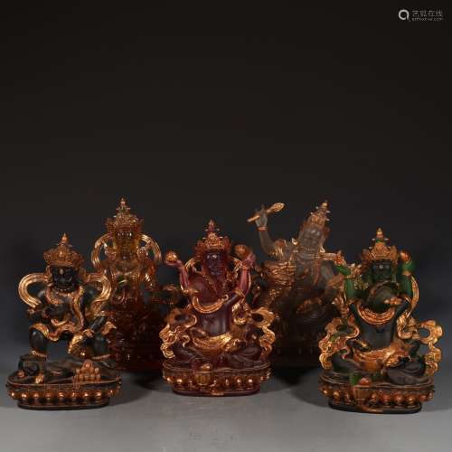 A Chinese Glass Fortune God Statue Ornaments