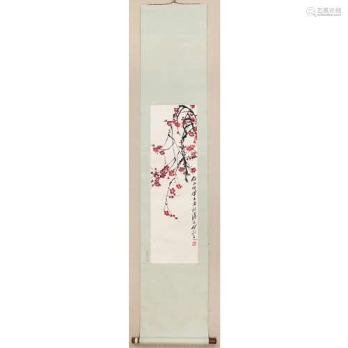 A Chinese Plum Blossom Painting Scroll, Qi BaishiMark