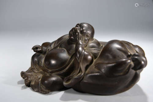 A Chinese Copper Monk Statue ornament