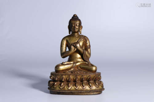 A Chinese Gild Copper Tathagata Statue