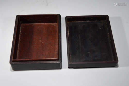 A Chinese Red Sandalwood Square Box