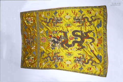 A Chinese Yellow k'o-ssu Dragon Pattern Table  skirt