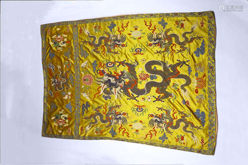 A Chinese Yellow k'o-ssu Dragon Pattern Table  skirt