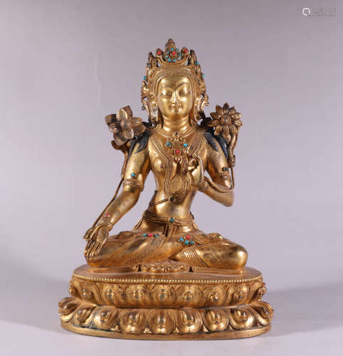 A Chinese Gild Copper Tara Statue