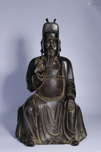 A Chinese Copper Statue Of Emperor Zhenwu