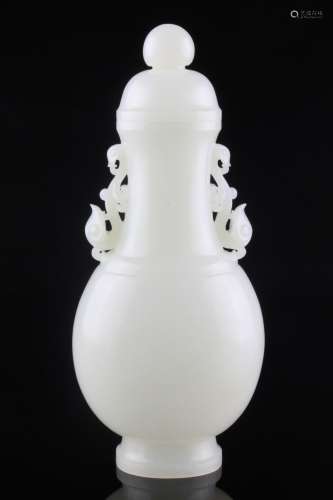 A Chinese Carved Hetian Jade Vase