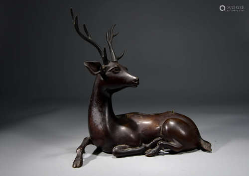 A Chinese Copper Deer Shaped Aromatherapy