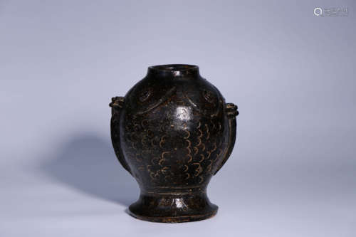 A Chinese Black Glaze Porcelain Zun