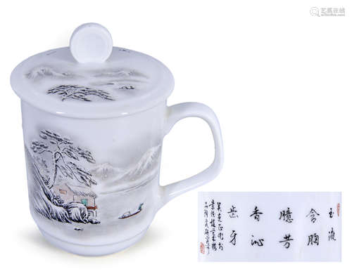 吳克正（老藝人） 粉彩雪景茶杯